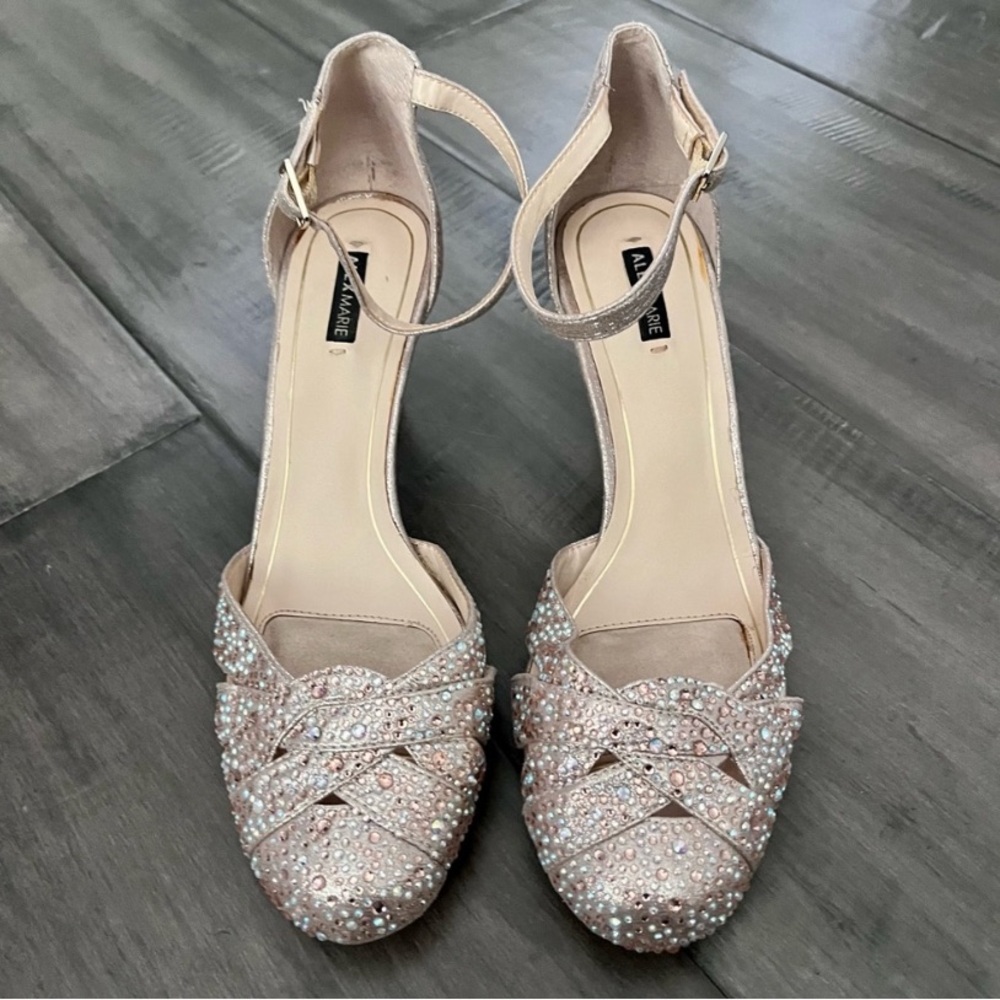 Alex Marie Gold Strappy Sparkly Heels - Size 8.5